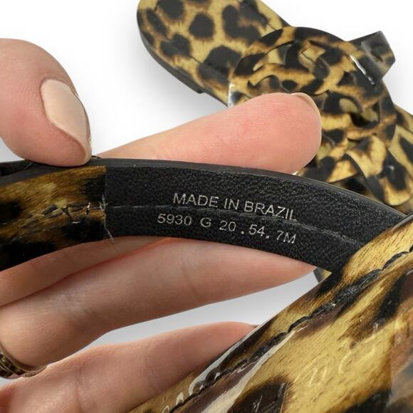 Tory Burch Patent Leather Leopard Slip On Miller Thong Sandal Black 7 Women’s - Picture 10 of 13